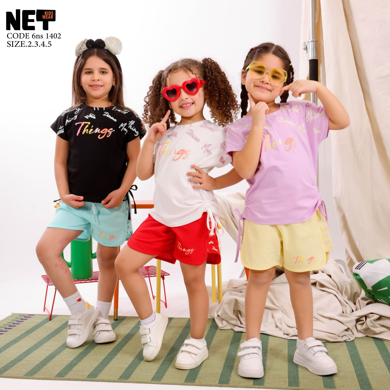 طقم تيشيرت وشورت مطبوع للأطفال