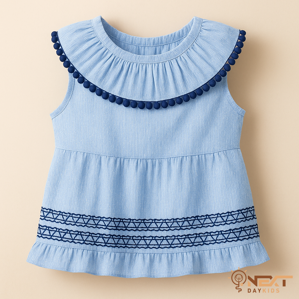 بلوزة بدون أكمام مزخرفة للبنات