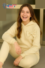 ⁦طقم بناتي مضلع قطعتين مع فيونكة أنيقة⁩ - الصورة ⁦3⁩